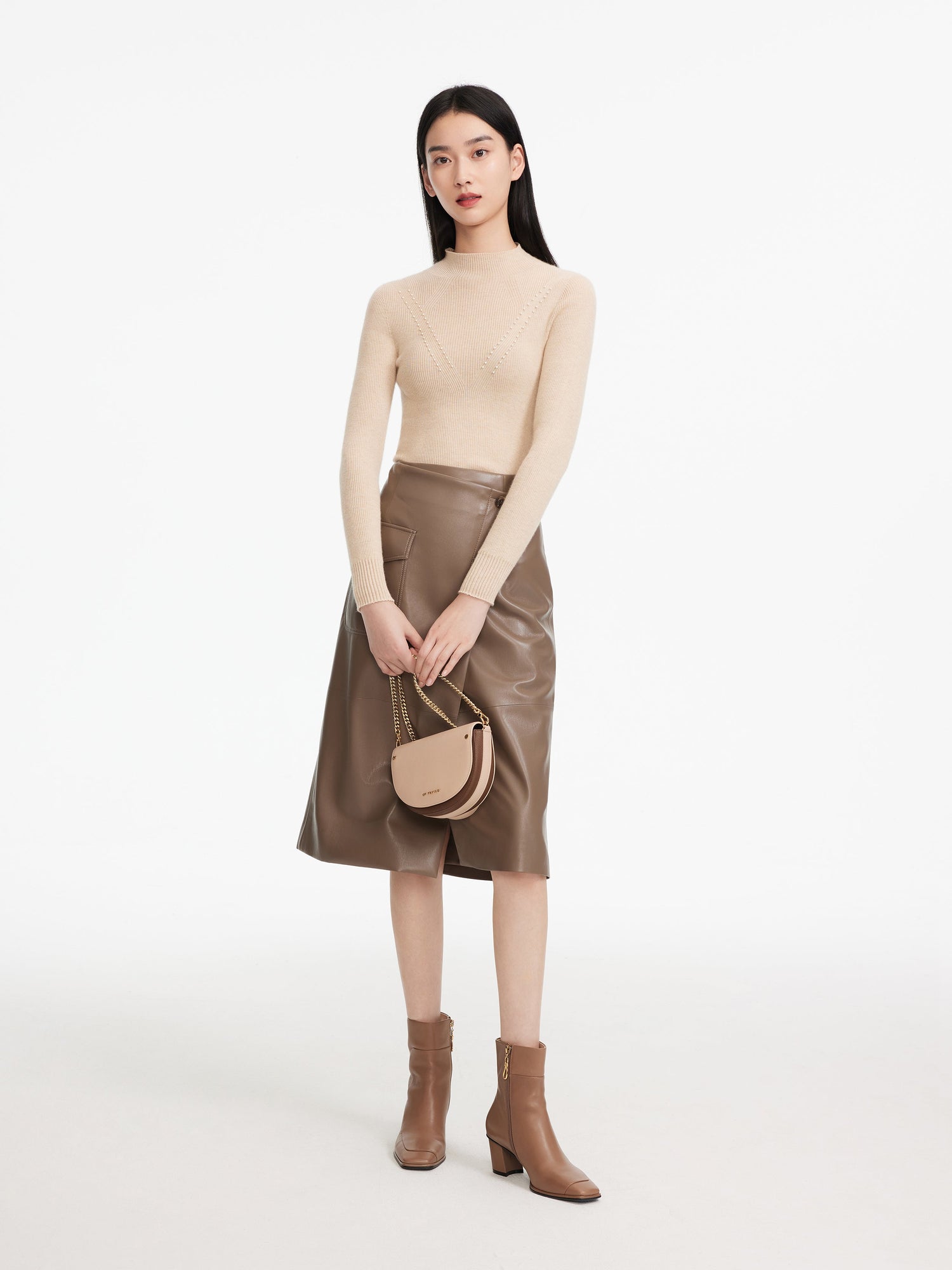Turtleneck Cashmere Sweater | Beige