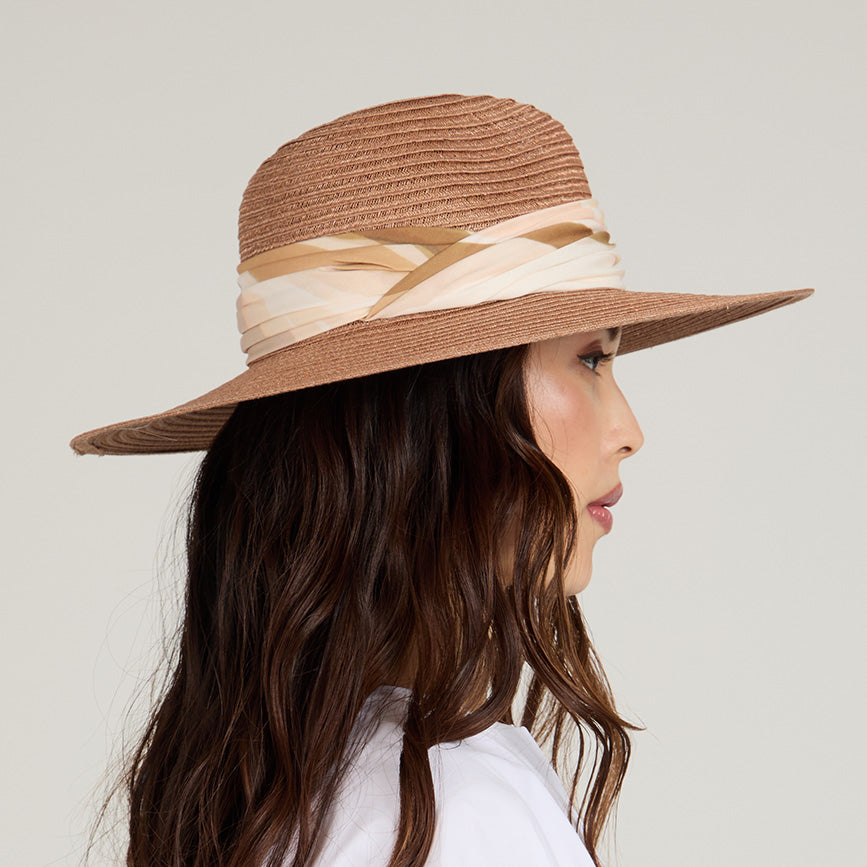 Emmanuelle Vented Hemp Packable Fedora | Fawn