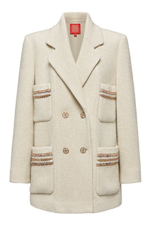 Tweed Double-Breasted Blazer  | Beige