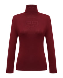 Turtleneck Knit Top | Wine Red