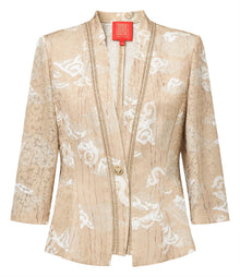 Silk Straight-Shoulder Blazer | Khaki