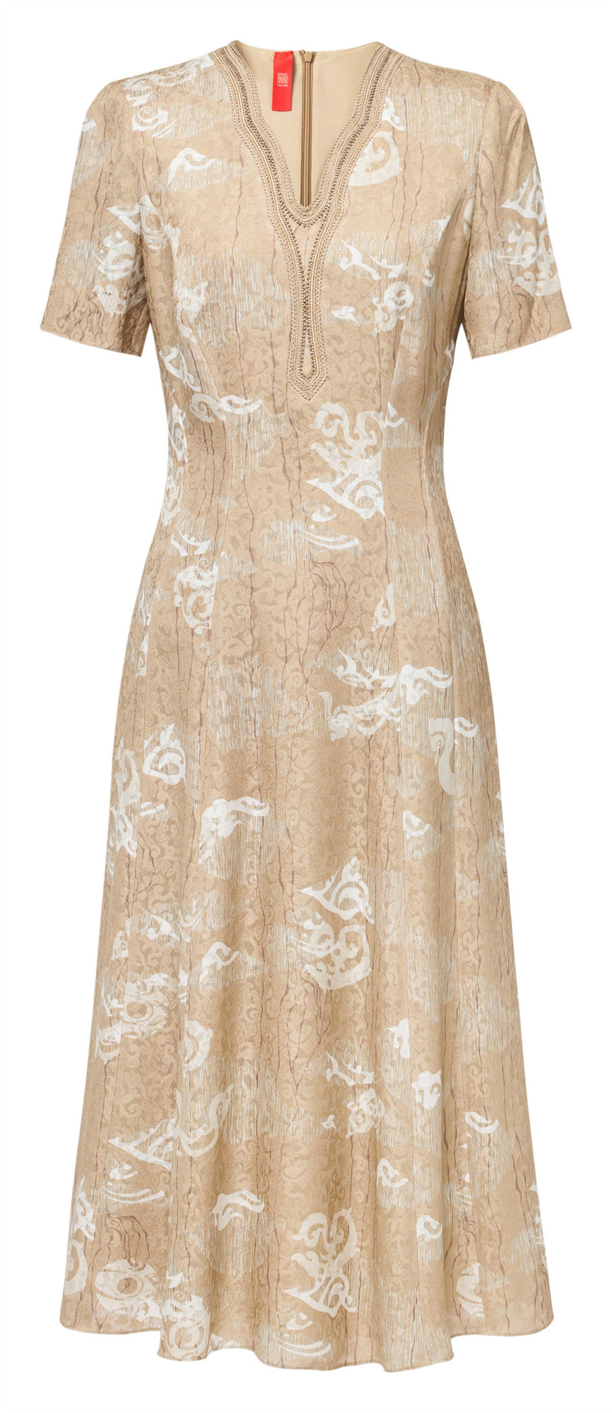 Jacquard Silk Dress | Khaki