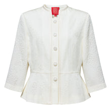 Jacquard Waist-Defining Blazer Coat | White