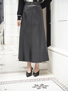 High-Waisted Leather Skirt | Black