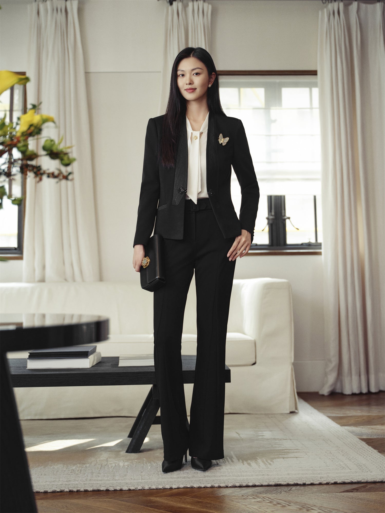Chinese Stand-Collar Placket Jacket | Black