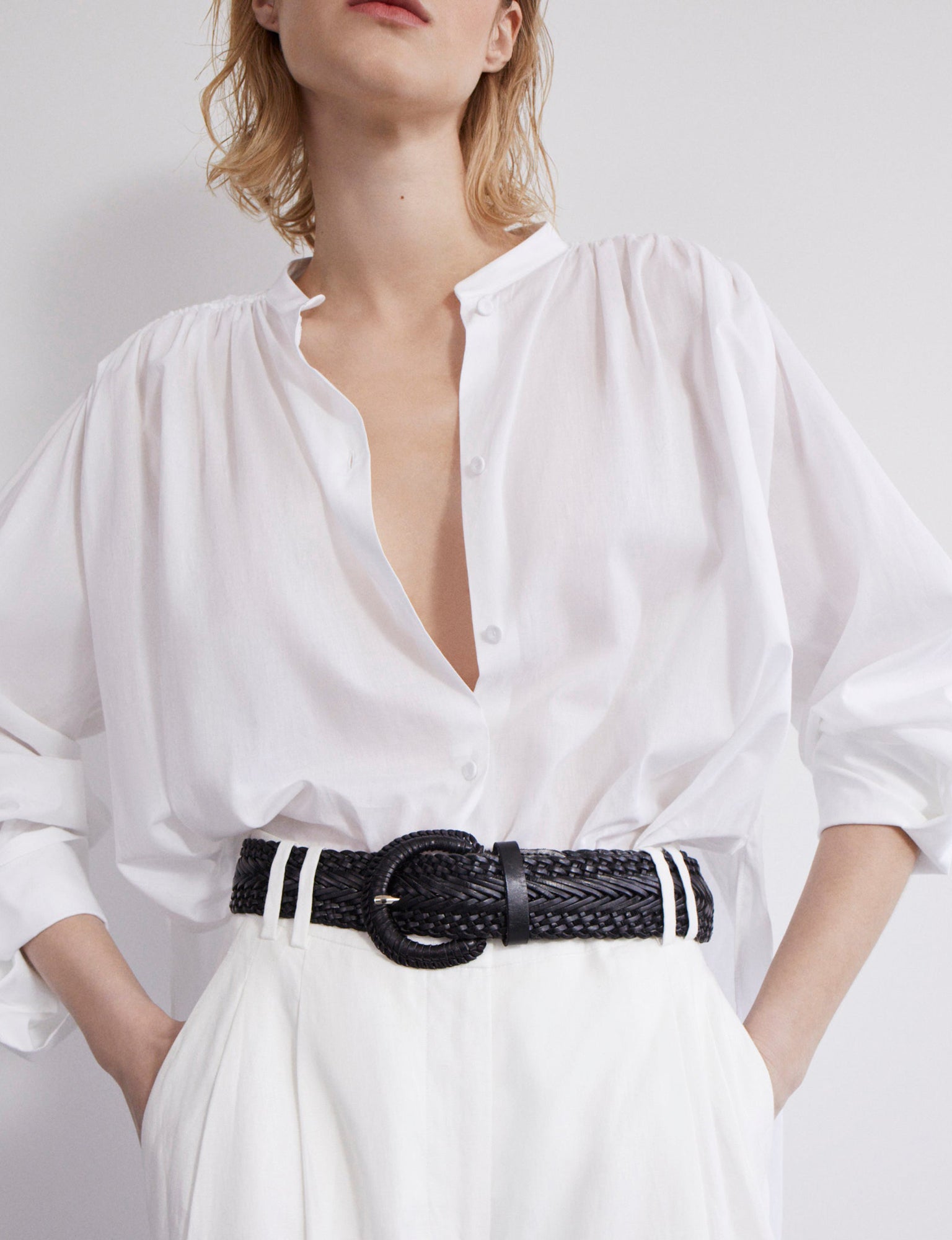 Women | Gathered Voile Blouse | Off White