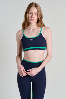 Splits59 | Eva Rigor Double Strap Bra | Indigo/Spearmint