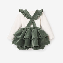 Girls | Velvet Jumper Skirt Set | Green