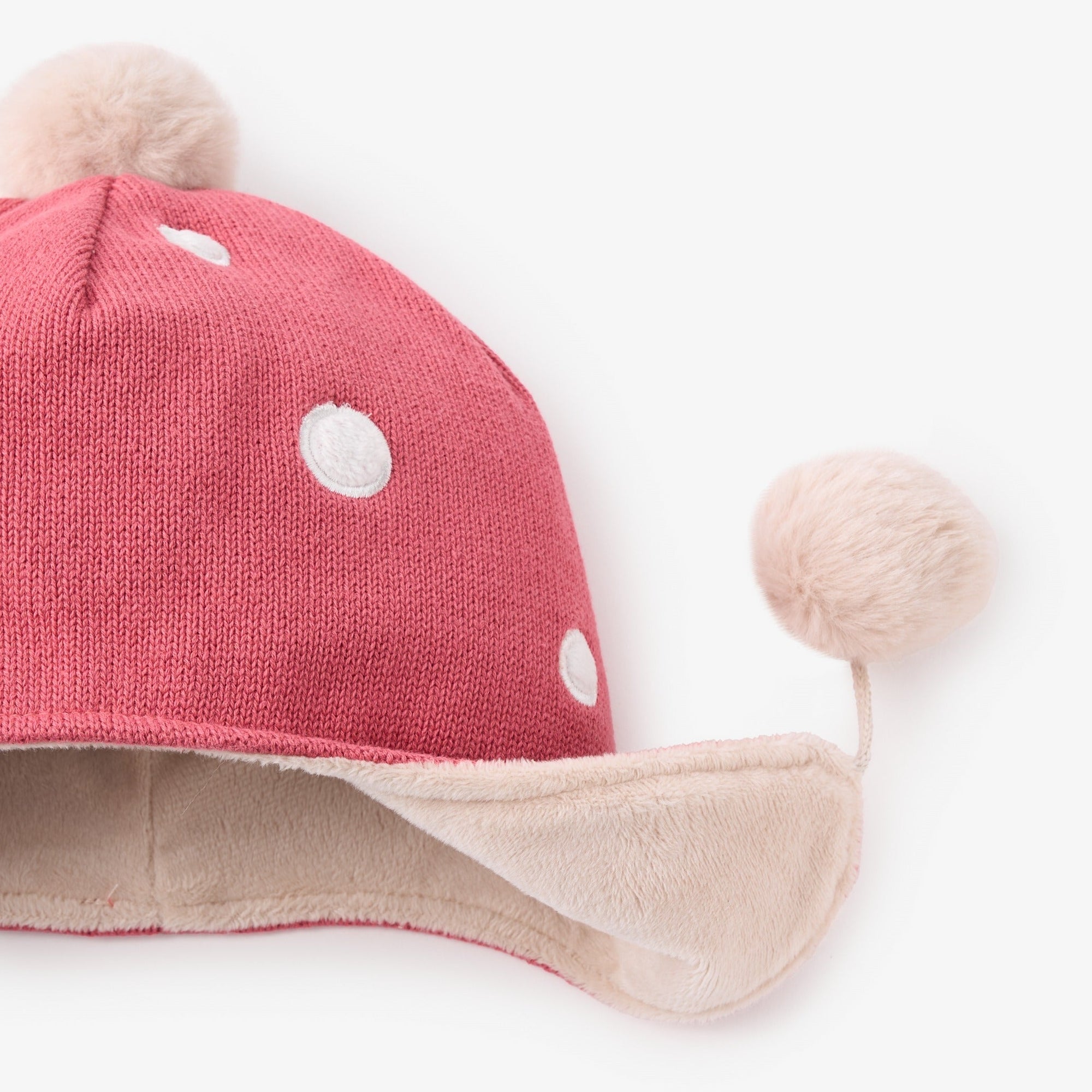 Girls | Mushroom Aviator Knit Baby Hat | Red