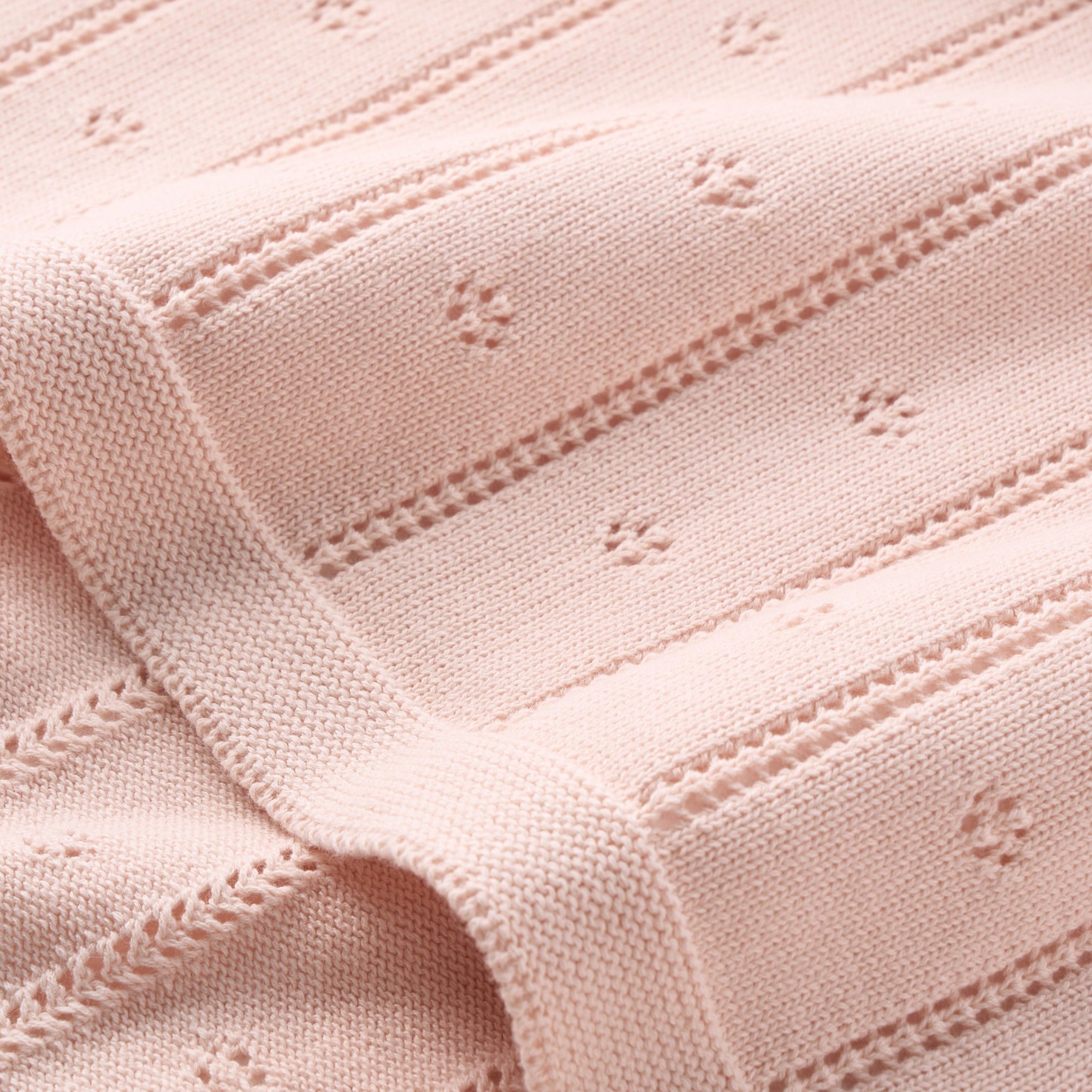 Girls | Pale Pink Pointelle Knit Baby Blanket | Pink