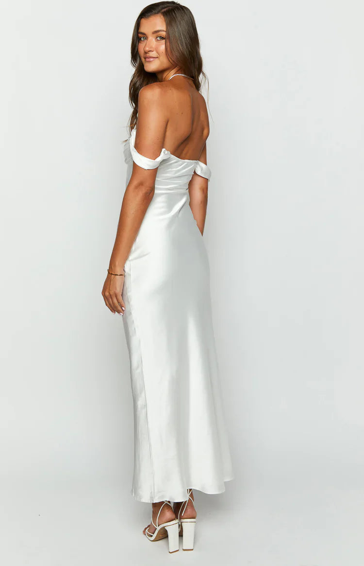 Ella Off Shoulder Formal Dress | White