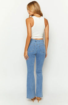 Elowen Flared Denim Jeans | Mid Wash