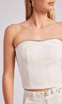 Ettie Crystal Crepe Bustier | White