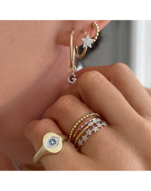 Evil Eye Signet Diamond Ring | 14K Yellow Gold