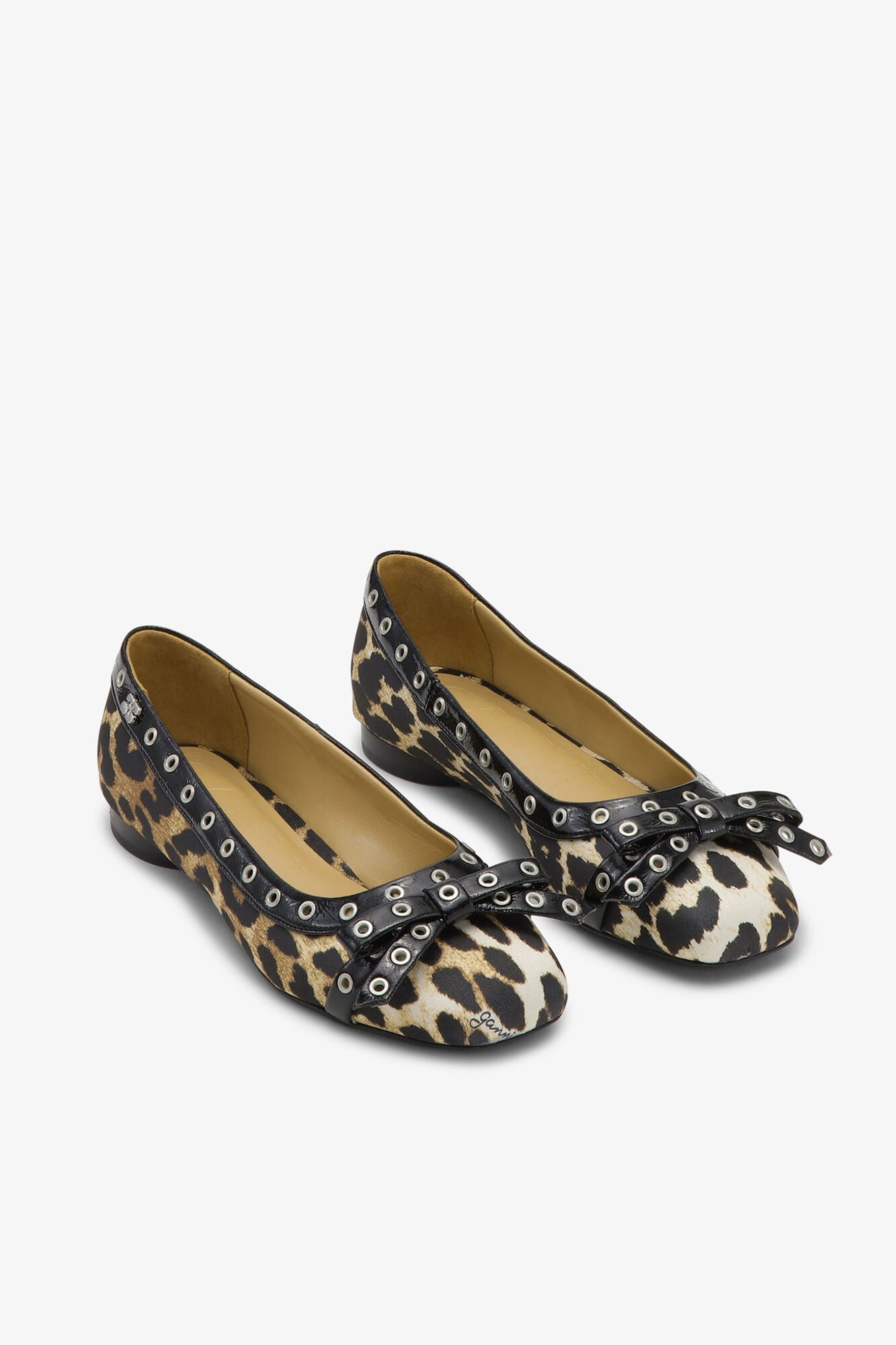 Eyelet Bow Ballerinas | Leopard Print