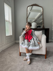 Baby Girls | Georgina Print Dress with Bow | Tartan & Red