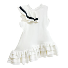 Baby Girls | Alex Ruffle Dress with Contrast Line | White & Black