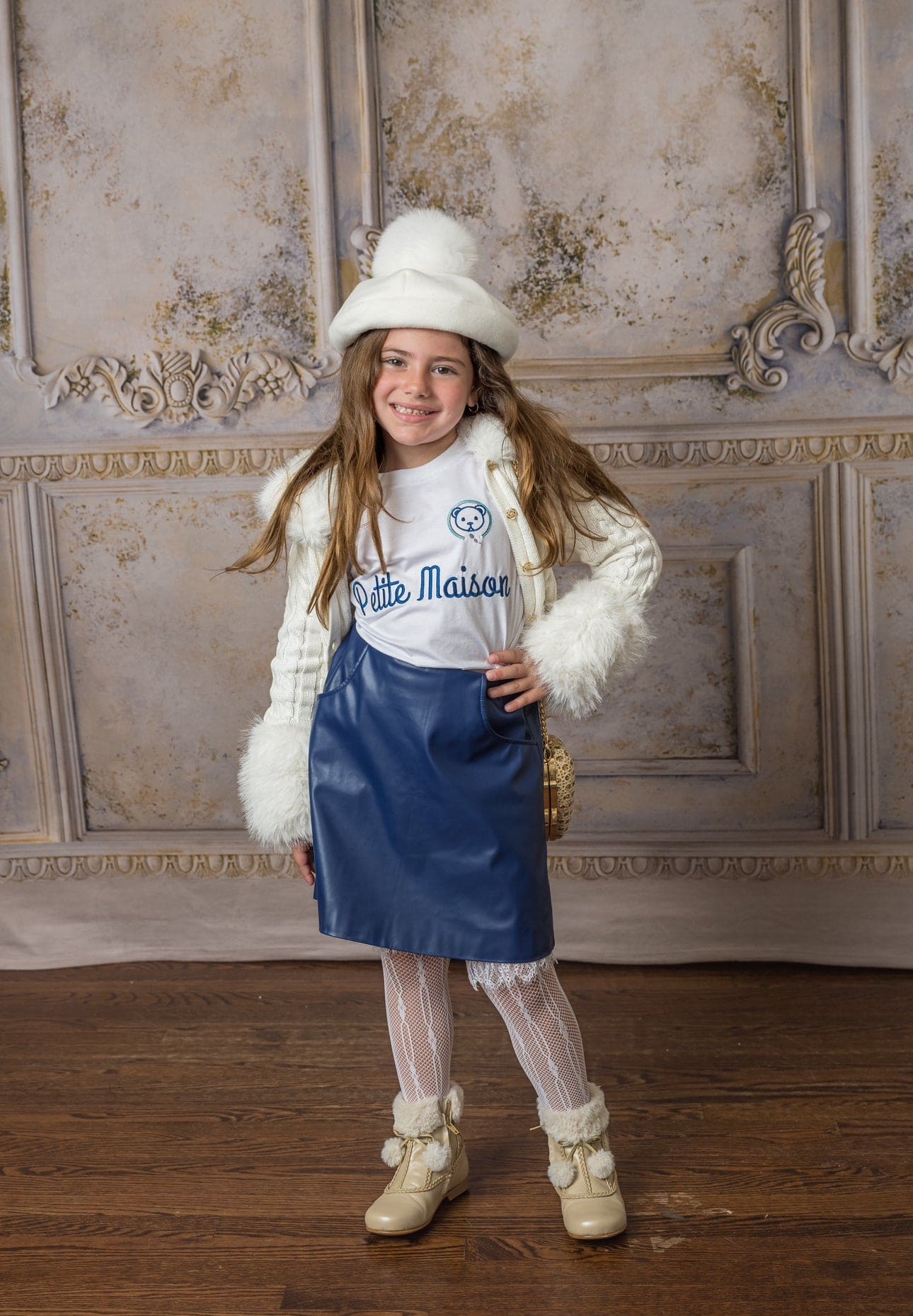 Baby Girls | Vegan Leather Skirt | Navy