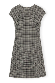 Stretch Seersucker Open Back Mini Dress | Mini Check Black