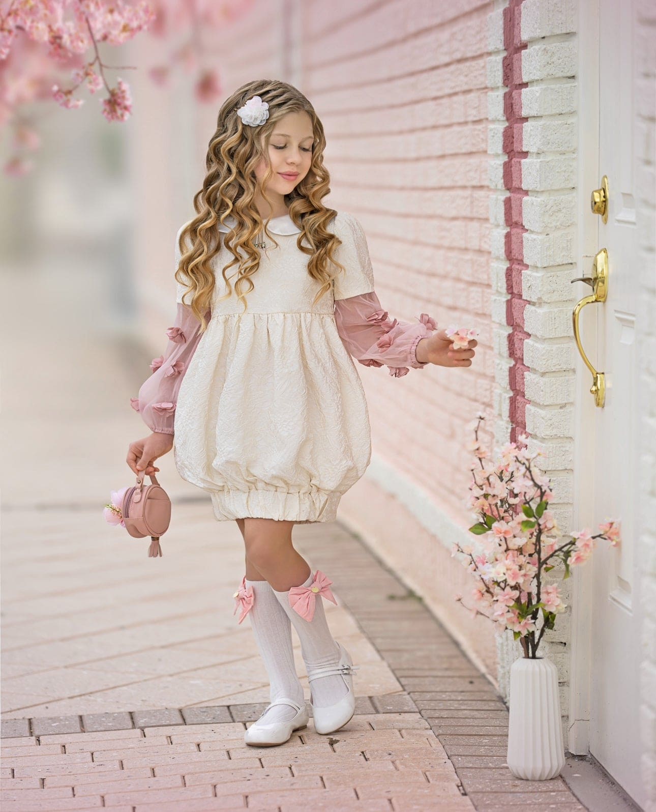 Baby Girls | Cherry Blossom Dress | Beige