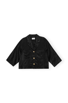 Washed Satin Crop Shirt | Black