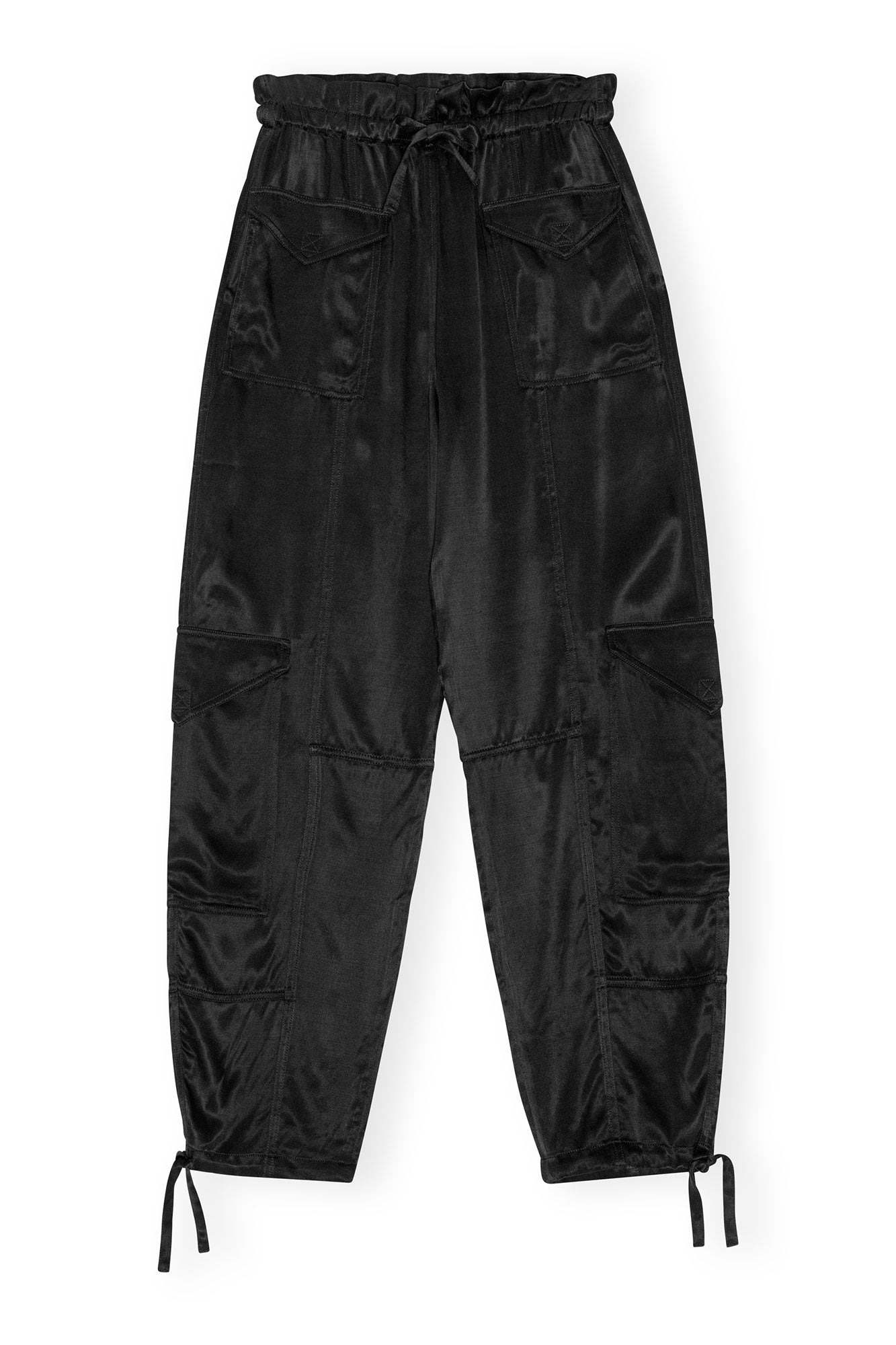 Washed Satin Pocket Pants | Black