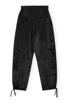 Washed Satin Pocket Pants | Black