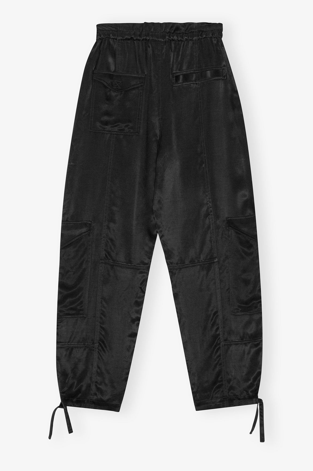 Washed Satin Pocket Pants | Black
