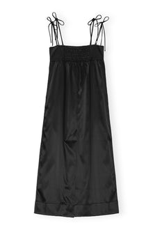 Double Satin String Long Dress | Black