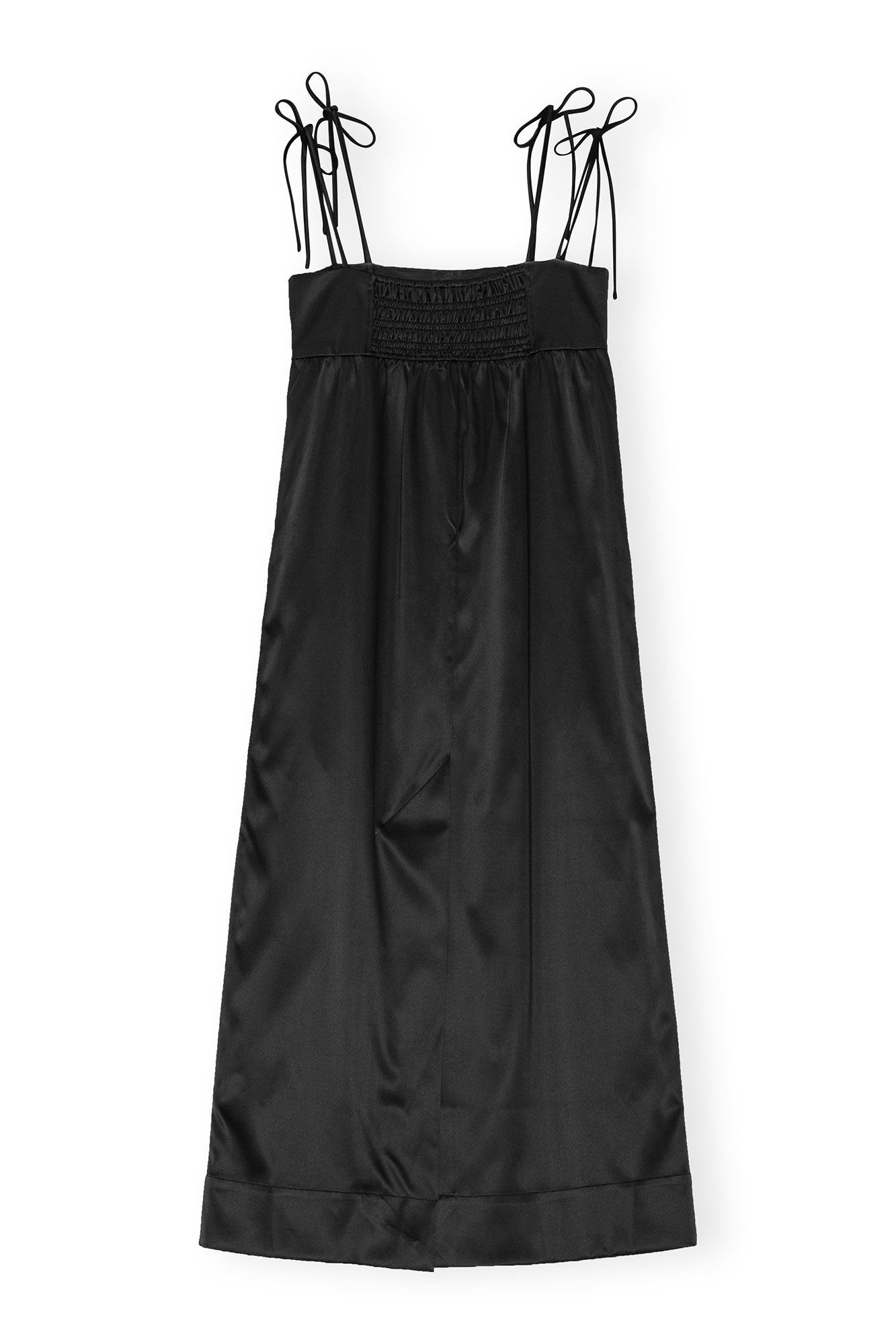 Double Satin String Long Dress | Black