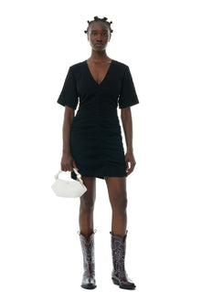 Textured Suiting Mini Dress | Black