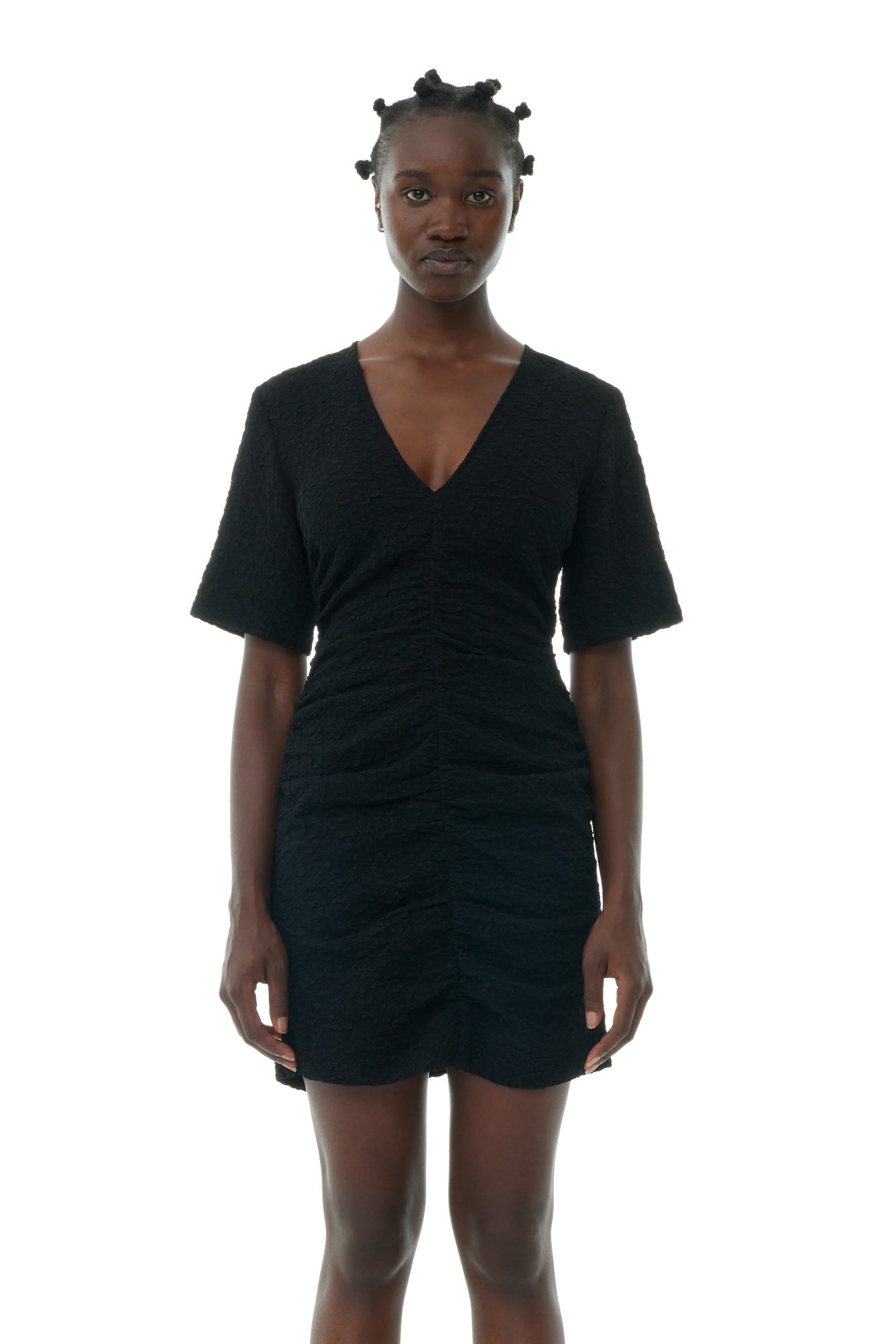 Textured Suiting Mini Dress | Black