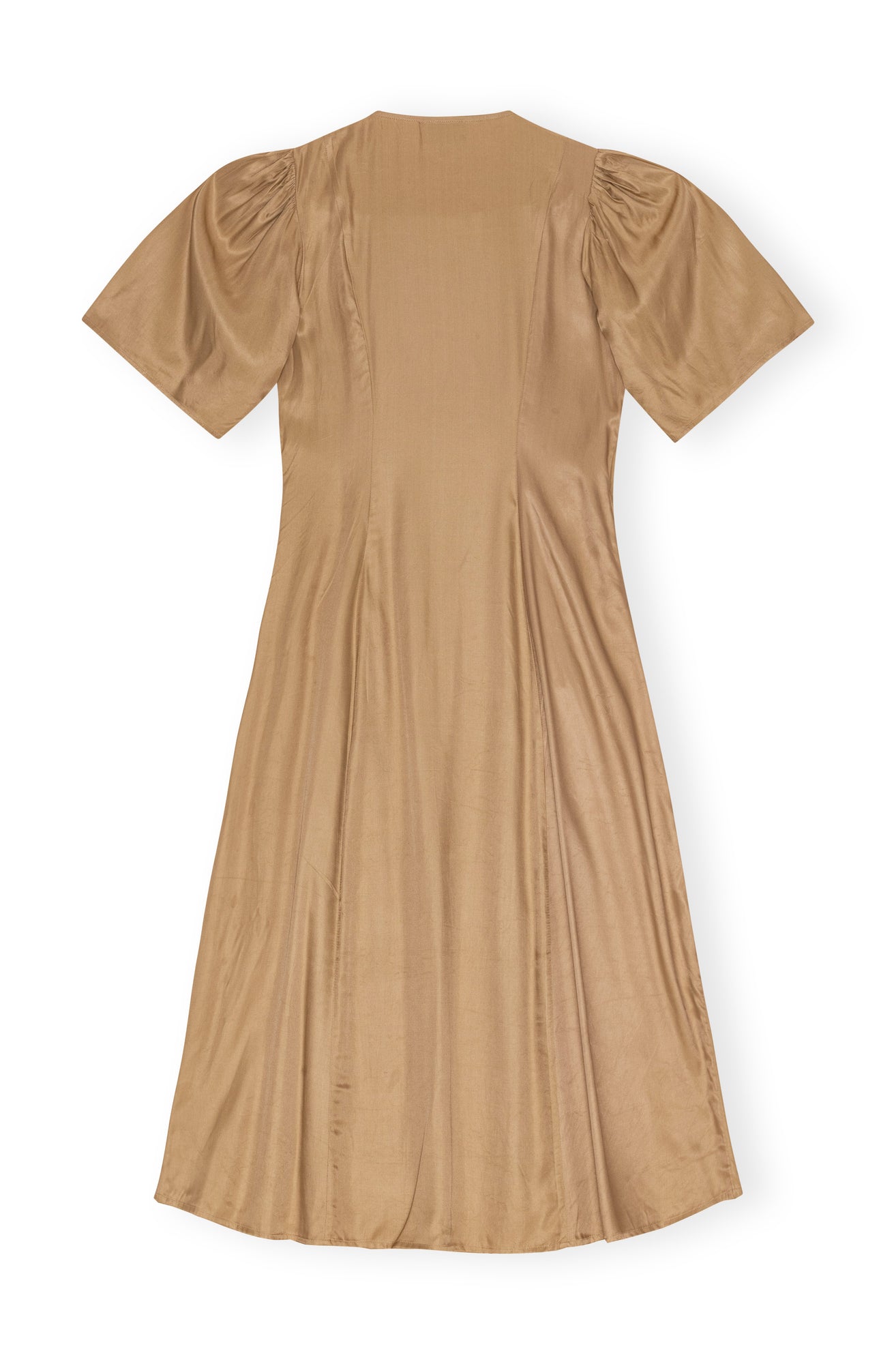 Viscose Twill Wrap Midi Dress | Tiger's Eye