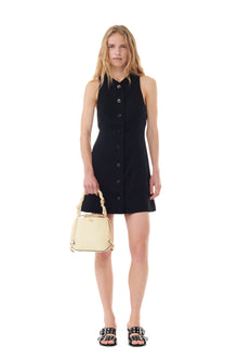 Light Twill Suiting Mini Dress | Black