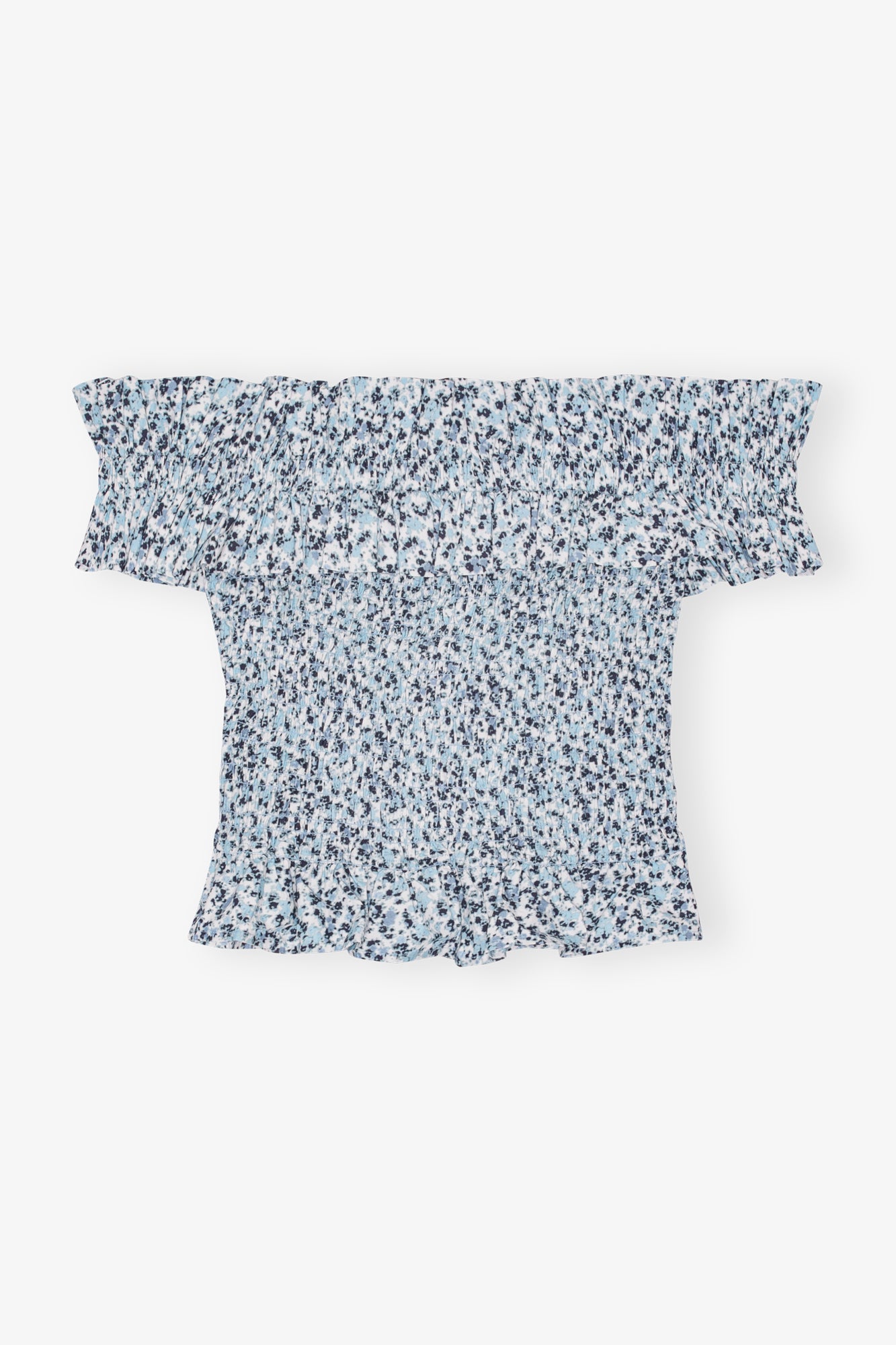 Printed Cotton Off-shoulder Smock Top | Glacier Lake