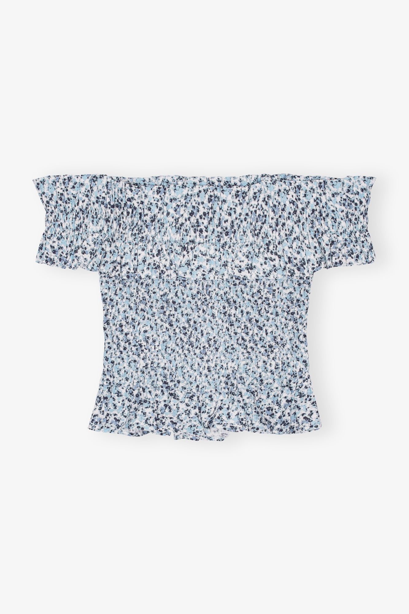 Printed Cotton Off-shoulder Smock Top | Glacier Lake