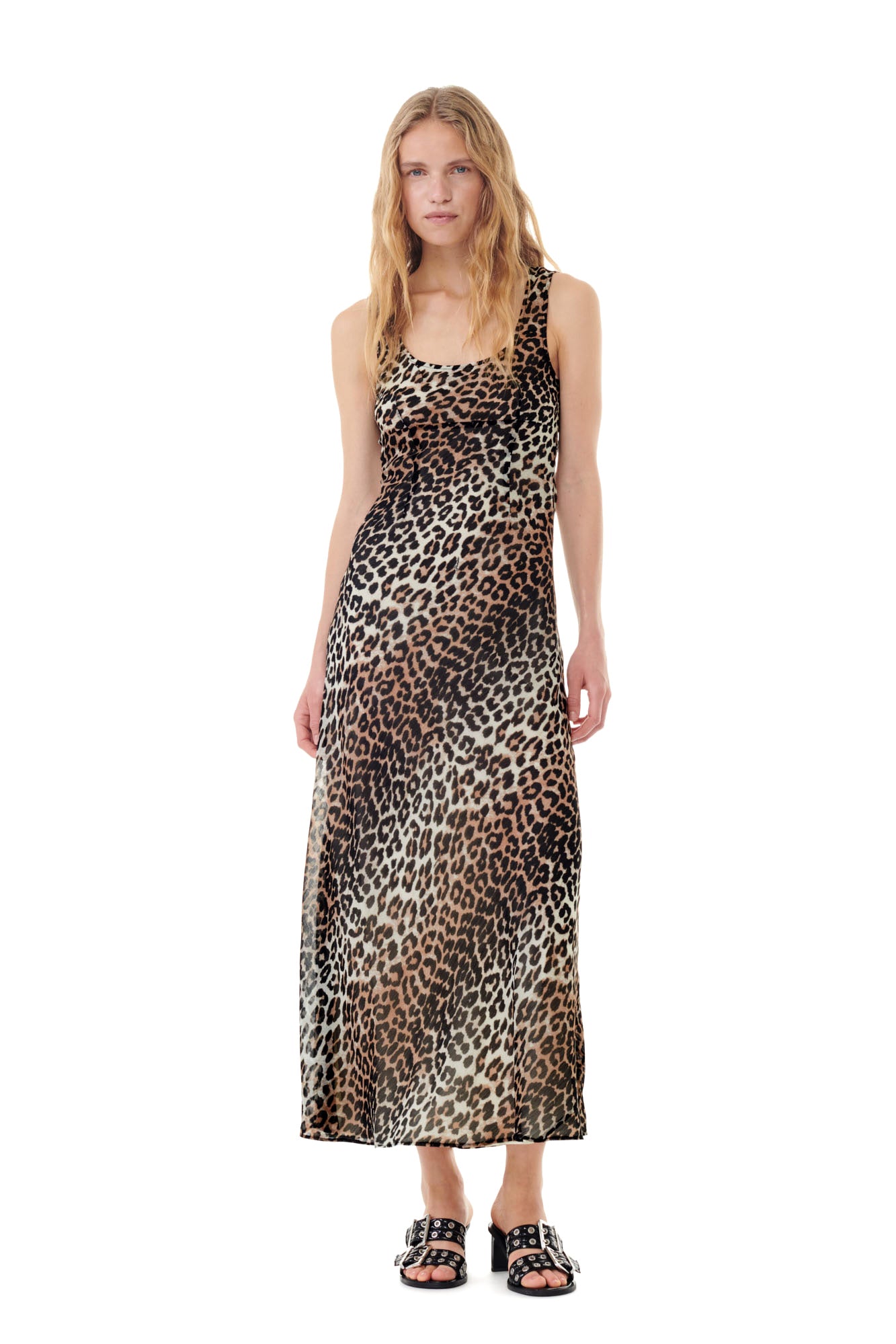 Printed Chiffon Maxi Dress | Almond Milk