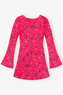 Printed Satin Mini Dress | Raspberry Wine