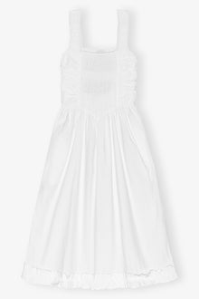 Cotton Poplin Midi Strap Smock Dress | Bright White