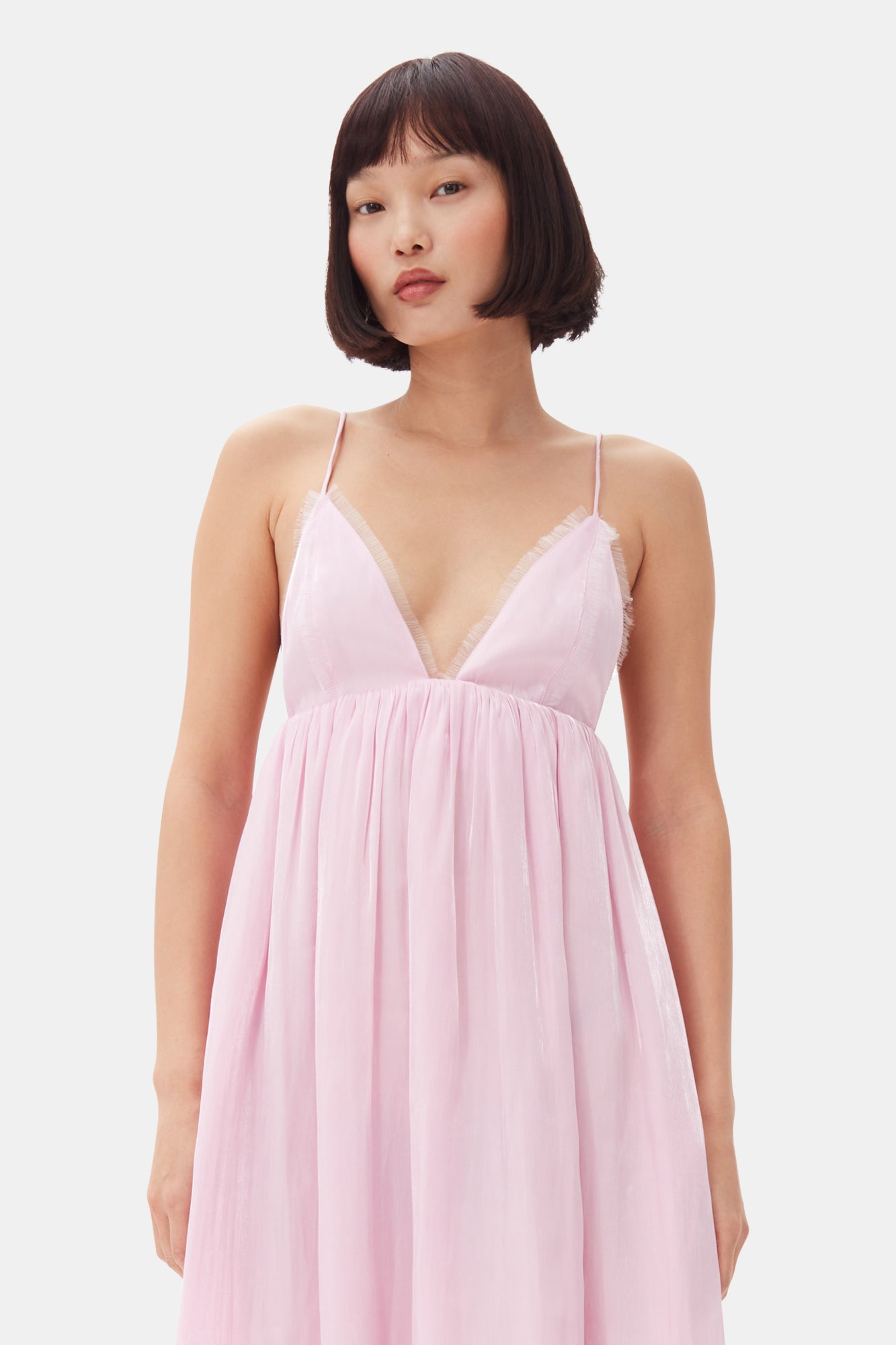 Changeant Satin Strap Dress | Chalk Pink