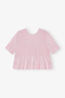 Cotton Poplin Open Back Smock Blouse | Chalk Pink