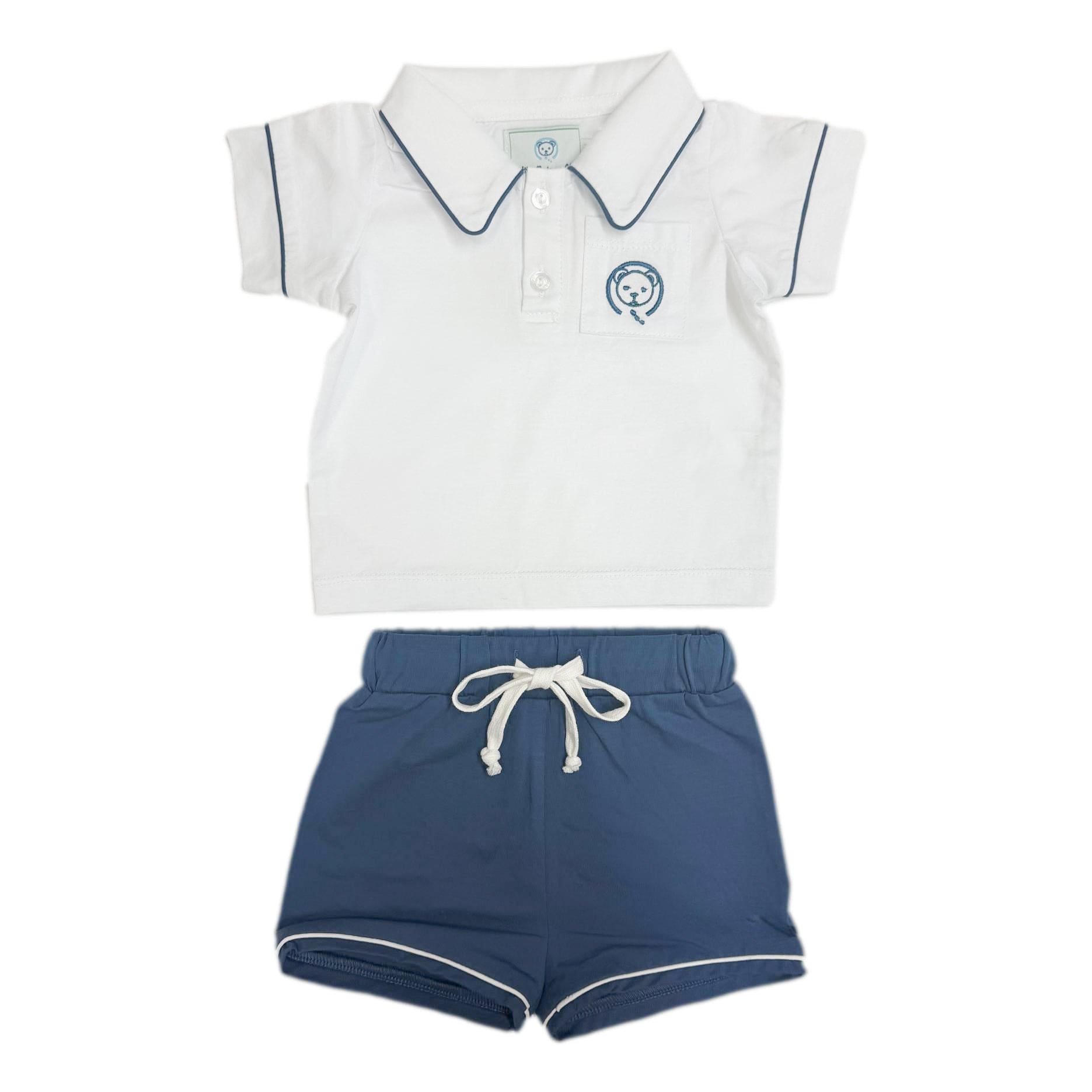 Baby Boys | and Pima Cotton Polo Top and Shorts Set | White & Navy