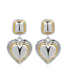 Two-Tone Heart Earrings | Silver