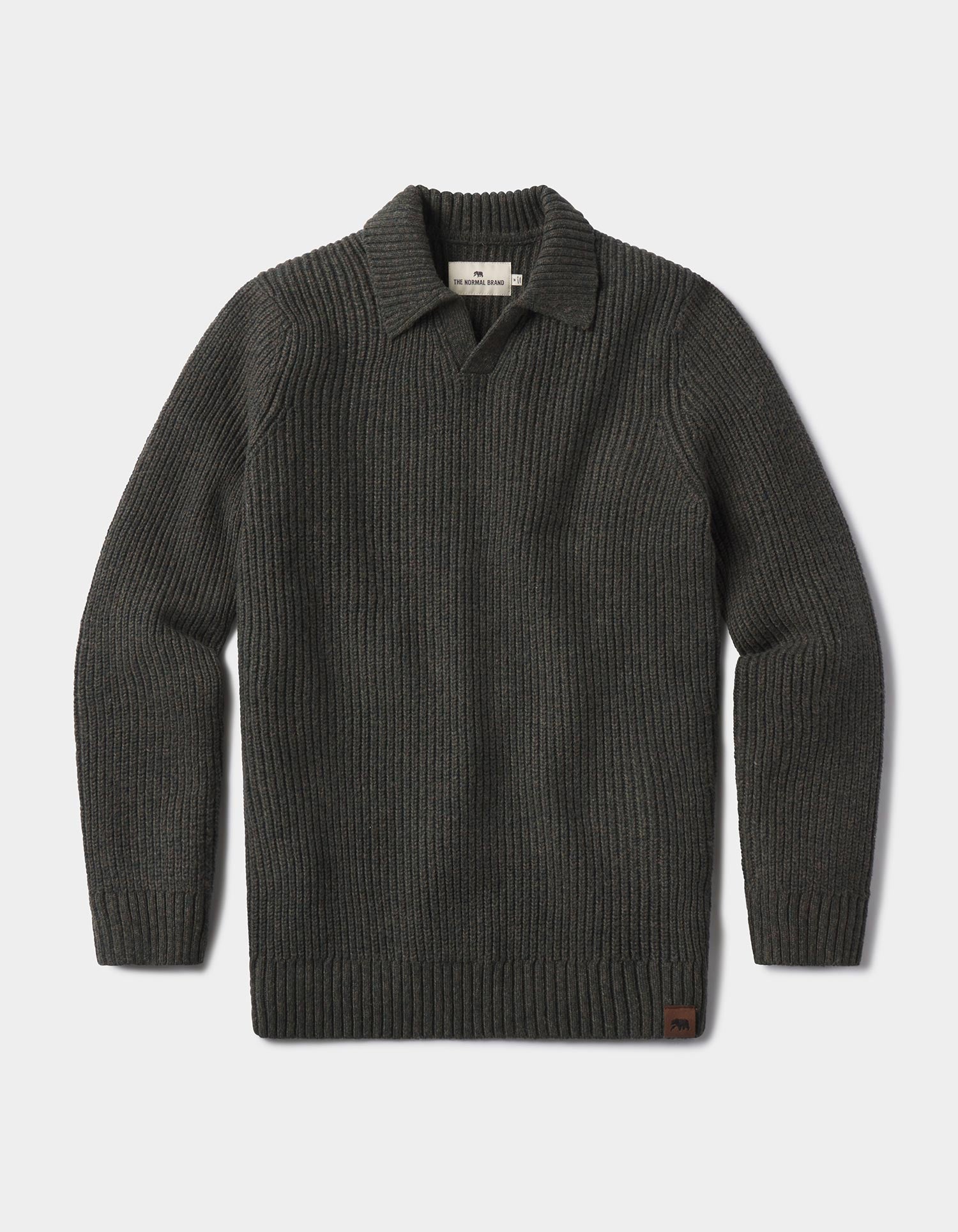 Men | Marled Polo Sweater | Olive