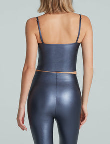 Faux Leather Cami Crop Top::Galaxy::Back