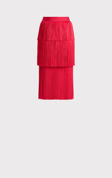 Icon Layered Fringe Midi Skirt | Rio Red