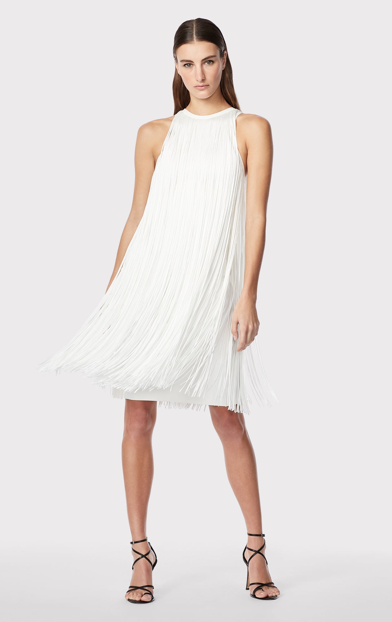 Racer Fringe Mini Dress | Alabaster