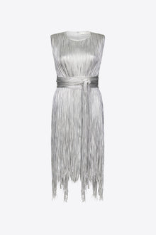 Metallic Fringe Mini Dress | Silver