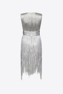 Metallic Fringe Mini Dress | Silver