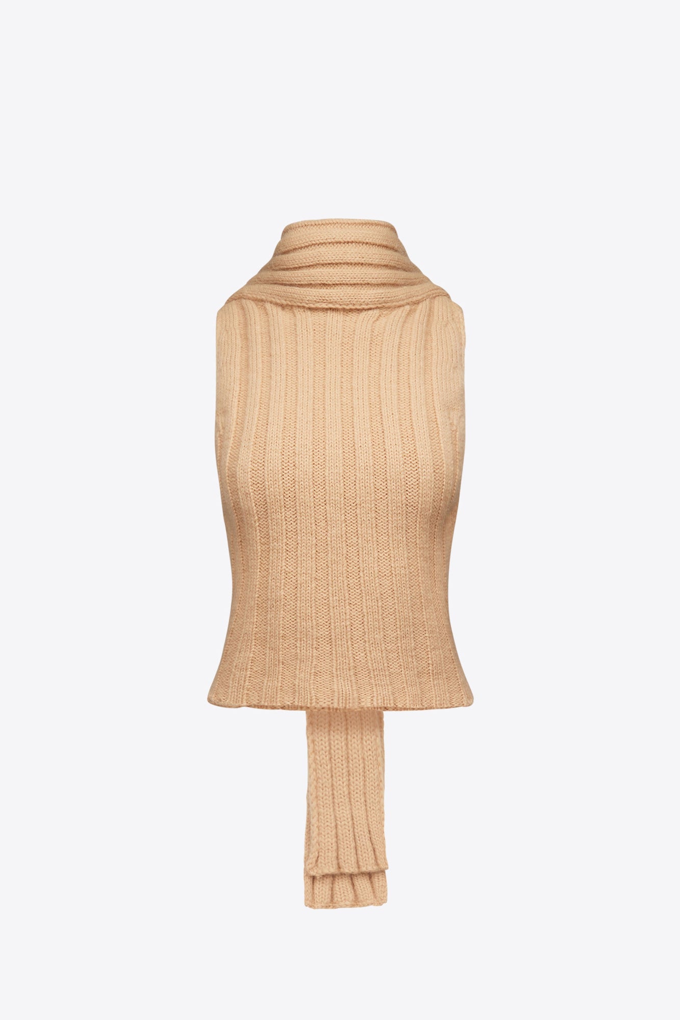 Sleeveless Twisted Knit Top | Light Beige